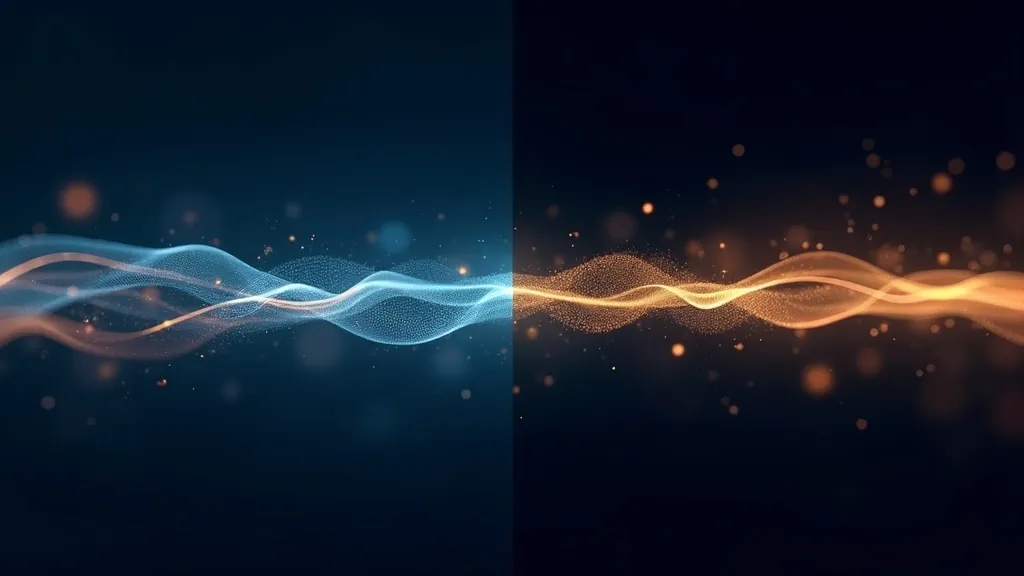 Confronto astratto di una scia di movimento luminosa a scatti accanto a una fluida