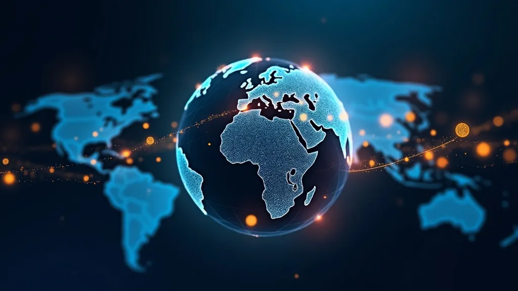 Visualizzazione astratta dei flussi di cambio valutario globale tra valute mondiali su sfondo blu notte con correnti luminose in ciano e oro