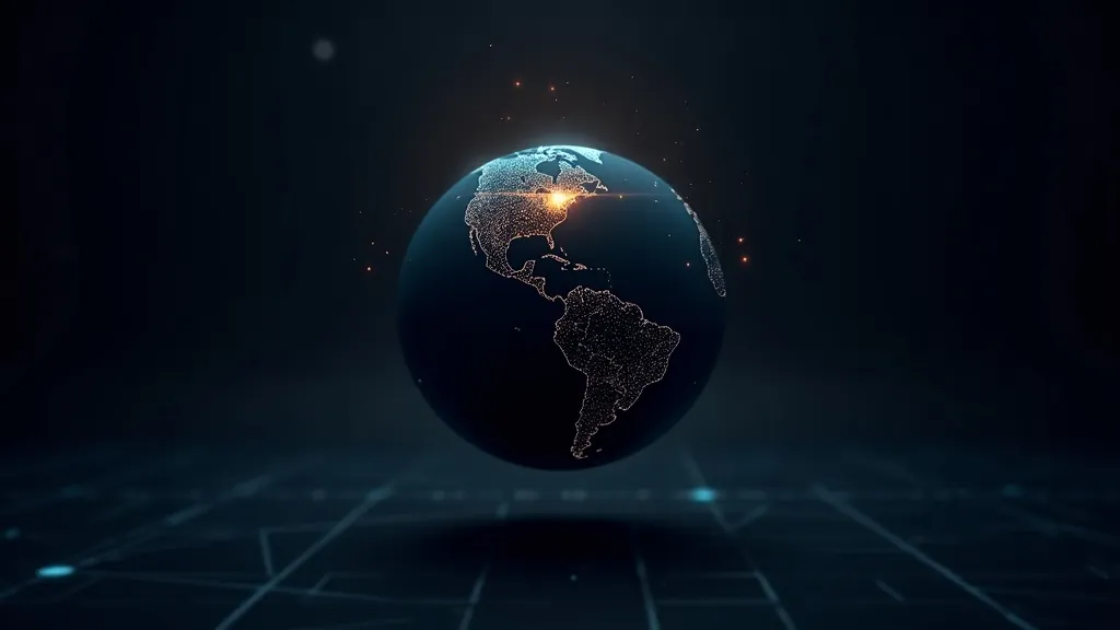 Due marcatori di posizione su un globo scuro che mostrano un ampio cerchio di stima IP rispetto a un punto GPS preciso in ciano e oro