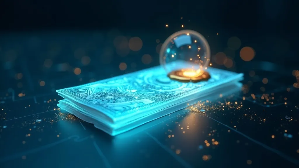 A glowing token being unfolded and inspected next to a gold signature seal that proves authenticity