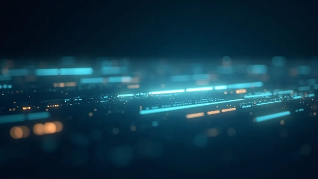 Blocchi di paragrafo astratti e luminosi di testo segnaposto Lorem Ipsum che riempiono un layout scuro