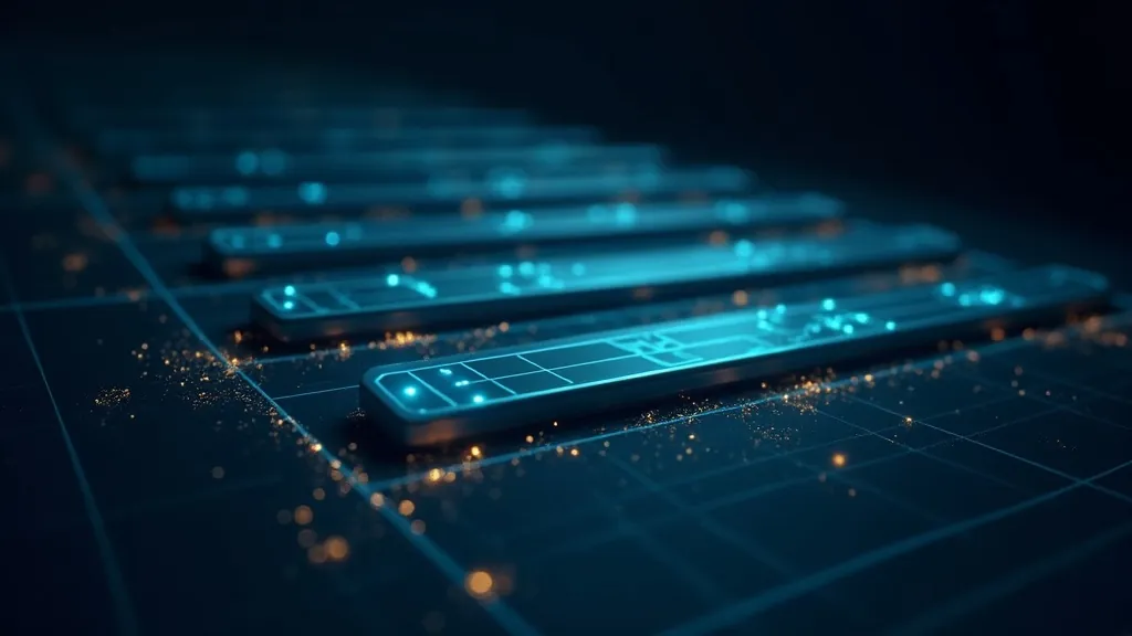 File di linee orizzontali leggermente luminose che rappresentano paragrafi contati e ordinati in ciano e oro